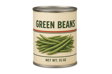 Green beans in a can on transparent background