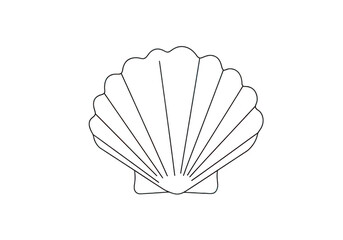 Seashell outline, minimal style vector illustration isolated on transparent background