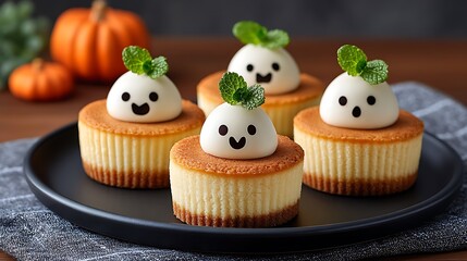 Halloween Mini Cheesecakes with Spooky Faces