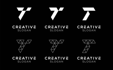 Set of Letter T logo design templates. Modern isolated Letter T symbols for brands and technology