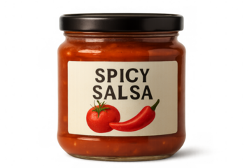 Spicy salsa jar with transparent background, perfect for mockups