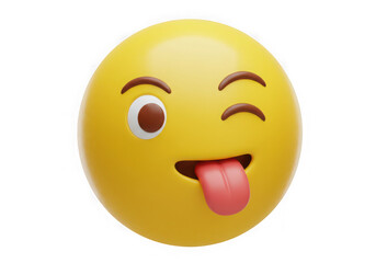 Fototapeta premium Winking face with tongue emoji isolated on transparent background