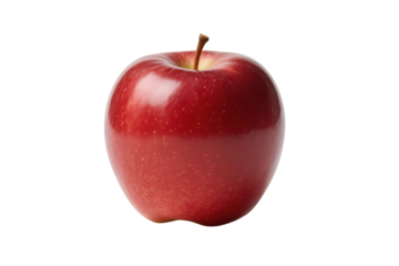 A perfectly isolated crisp red apple displays beautiful color and textural detail against a pure black background emphasizing its freshness and natural appearance
