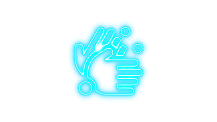 Neon hands bubbles icon glow with transparent background