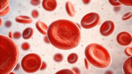 Fototapeta premium blood glucose concept Microscopic view of red blood cells in a fluid medium, showcasing their structure and arrangement.