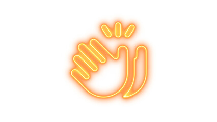 Neon hands clapping icon glow with transparent background