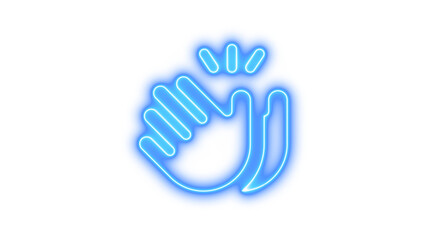 Obraz premium Neon hands clapping icon glow with transparent background