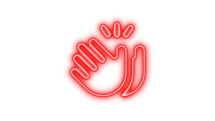 Neon hands clapping icon glow with transparent background