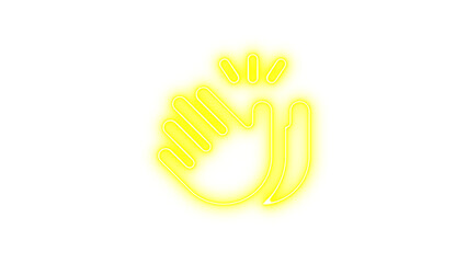 Neon hands clapping icon glow with transparent background