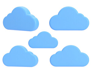 Five light blue cloud graphic elements
