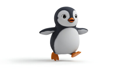 Obraz premium Adorable 3D Render of a Happy Penguin Chick Waddling