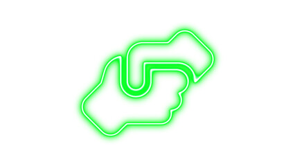 Neon handshake angle icon glow with transparent background