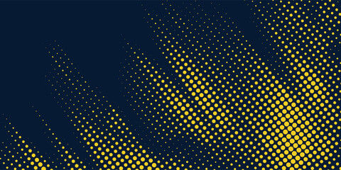 Yellow halftone on blue background. Vector dotted sparkles or halftone shine pattern texture Pop Art Style Background