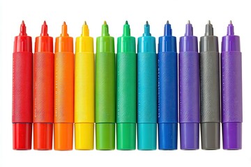 Vibrant colored markers arranged in a row.