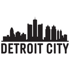 Obraz premium Detroit City skyline horizontal banner. Black Detroit City, Michigan. Vector template for your design. Vector black silhouette. with white background