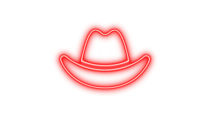 Neon hat cowboy icon glow with transparent background