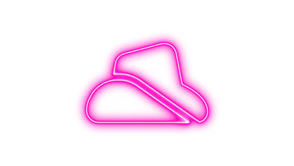 Neon hat cowboy side icon glow with transparent background