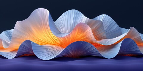 Abstract 3d graphic object with glow on dark purple background 
