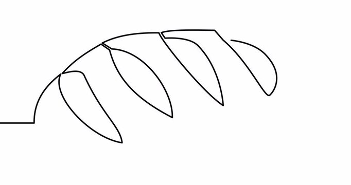 Self drawing line animation long loaf bread bakery continuous one single line drawn concept video