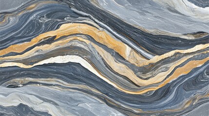 Obraz premium Abstract Marble Wave Pattern in Gray, Cream, and Golden Tones