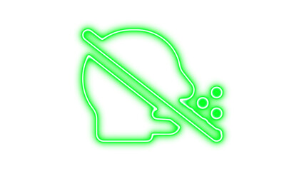 Neon head side cough slash icon glow with transparent background