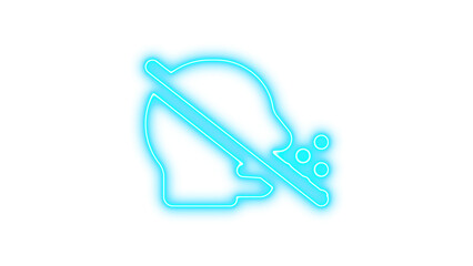 Neon head side cough slash icon glow with transparent background