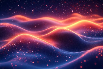 Glowing abstract waves, cosmic background, digital art, website banner