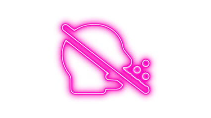 Neon head side cough slash icon glow with transparent background