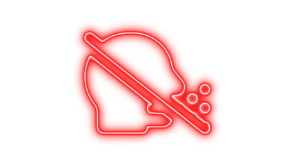 Neon head side cough slash icon glow with transparent background