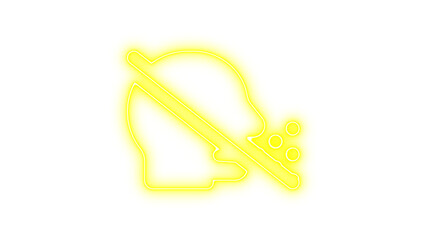Neon head side cough slash icon glow with transparent background