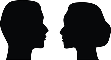 Silhouette Man Woman Head