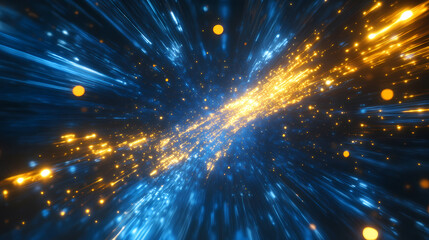 Abstract Speed Lines of Golden and Blue Light