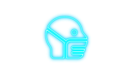 Neon head side mask icon glow with transparent background