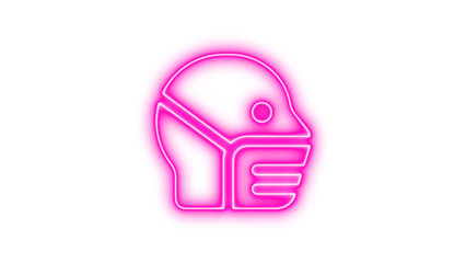 Neon head side mask icon glow with transparent background