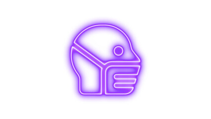 Neon head side mask icon glow with transparent background