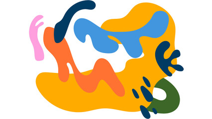 Vibrant and energetic abstract composition of organic shapes and fluid forms, creating a playful and modern design, perfect for backgrounds, digital art, or contemporary graphic projects.