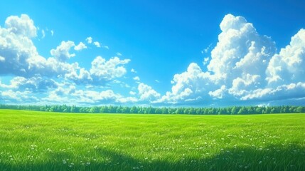 Obraz premium Landscape: green field and blue sky