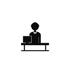silhouette of desktop teacher white background
