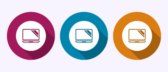 Laptop icon design illustration, computer sign symbol for apps and websites in shadow button design