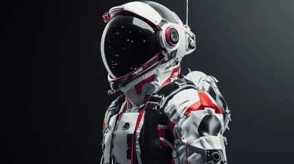 Fototapeta premium A futuristic astronaut in a spacesuit ready for space exploration. A cosmic odyssey.