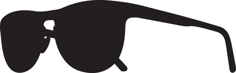 Stylish Black Sunglasses Silhouette Isolated on White