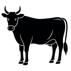 Single cattle icon flat design clean style isolated