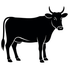 Single cattle icon flat design clean style isolated