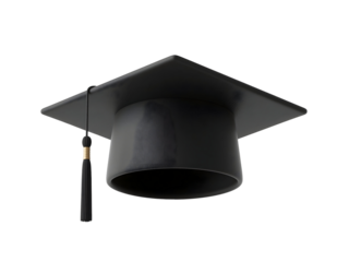 Elegant graduation cap with a classic black design set against a dramatic black background representing education and achievement in a formal setting