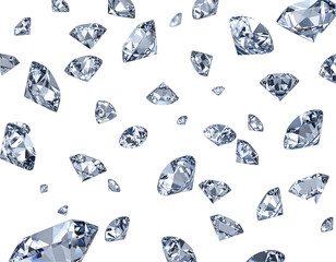 Sparkling diamonds scattered on black background