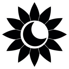Crescent flare bloom stencil icon design