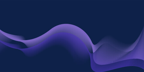 Abstract glowing wave lines on dark blue background. Dynamic wave pattern. Modern flowing wavy lines. Futuristic technology concept. Suit for banner, poster, cover, brochure, flyer, website