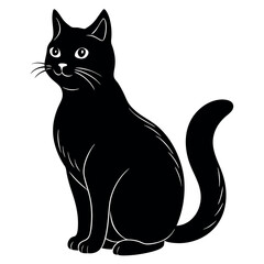 Seated cymric cat illustration fluffy tailless breed