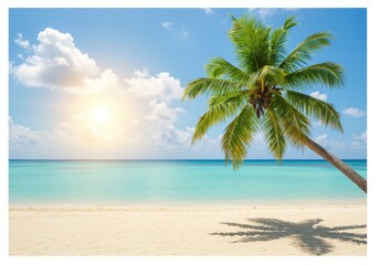 Fototapeta premium Palm tree on a beach isolated on transparent background