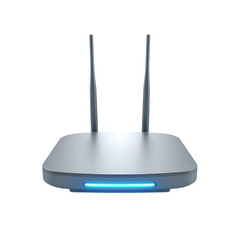 Modern Wireless Router with Blue Indicator Light